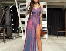 Блестящее платье-макси с разрезом Блестящее платье-макси с разрезом | PUSHKA SHOP