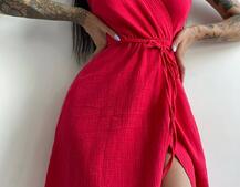 Муслиновое платье с запахом  | PUSHKA SHOP