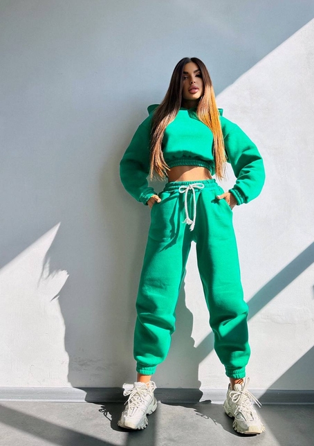 Базовий костюм на флісі з об'ємними капюшоном | PUSHKA SHOP