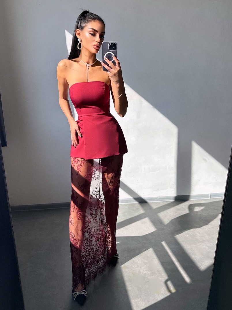 Комплект: піджак + блуза з баской + мереживна спідниця-шорти  | PUSHKA SHOP