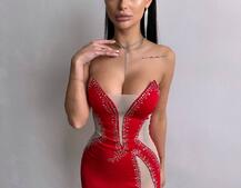 Сукня міді декорована стразами   | PUSHKA SHOP