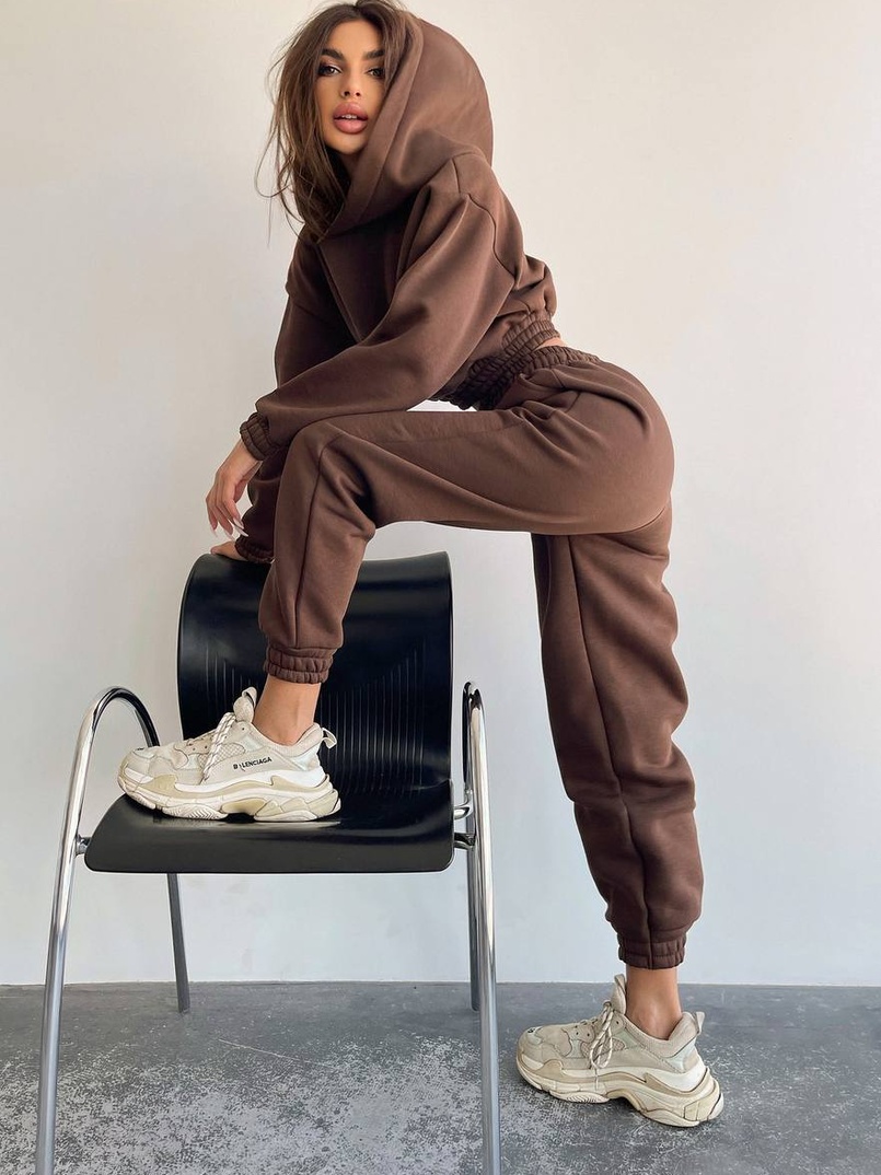 Базовый костюм на флисе с объемными капюшоном  Базовый костюм на флисе с объемными капюшоном  | PUSHKA SHOP