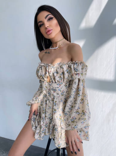 Сукня з квітковим принтом з воланами на ґудзиках Сукня з квітковим принтом з воланами на ґудзиках | PUSHKA SHOP