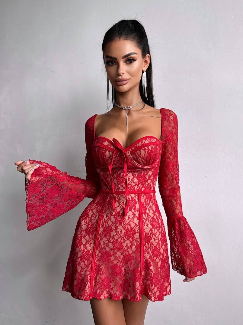 Мереживна сукня міні з чашечками    | PUSHKA SHOP