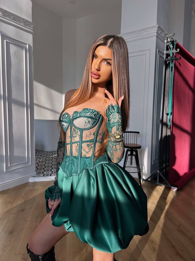 Комплект : мереживний корсет  з чашечками+ спідниця балон  | PUSHKA SHOP