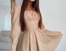 Платье с объемными рукавами из хлопка Платье с объемными рукавами из хлопка | PUSHKA SHOP