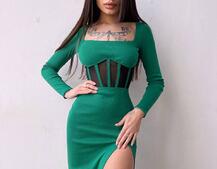 Сукня-міді  з елементами корсету   | PUSHKA SHOP