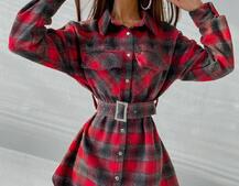 Кашемировое платье-рубашка в клетку | PUSHKA SHOP