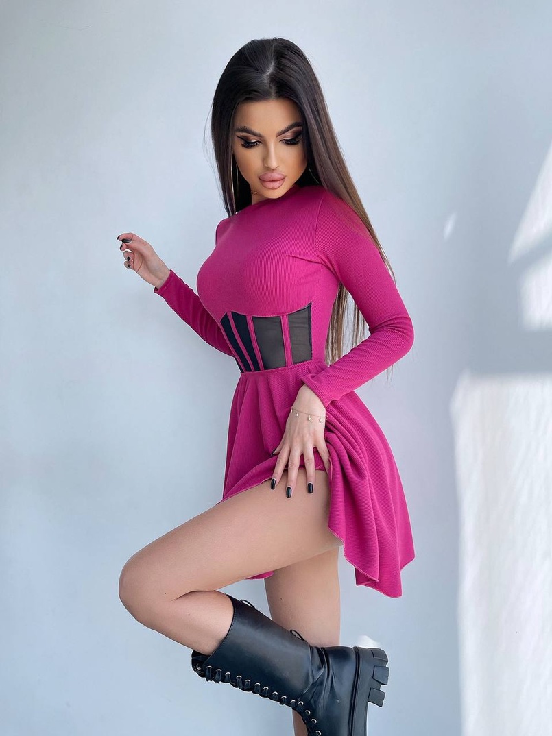 Приталена сукня з корсетною вставкою та спідницею-сонцем Приталена сукня з корсетною вставкою та спідницею-сонцем | PUSHKA SHOP