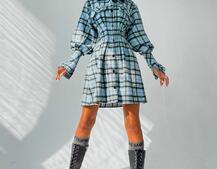 Кашемировое приталенное платье-рубашка в клетку | PUSHKA SHOP