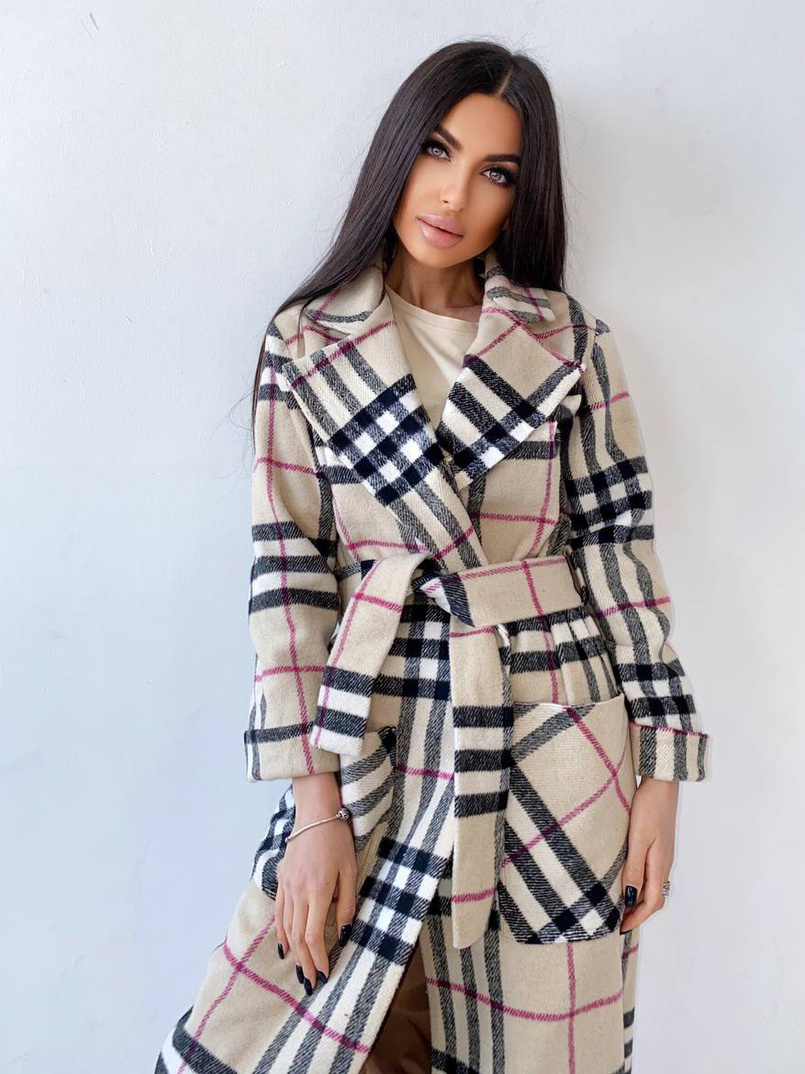 Кашемировое пальто в клетку на подкладке | PUSHKA SHOP