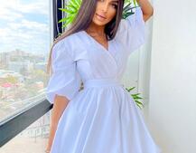 Воздушное коттоновое платье с пышной юбкой и объемными рукавами  | PUSHKA SHOP