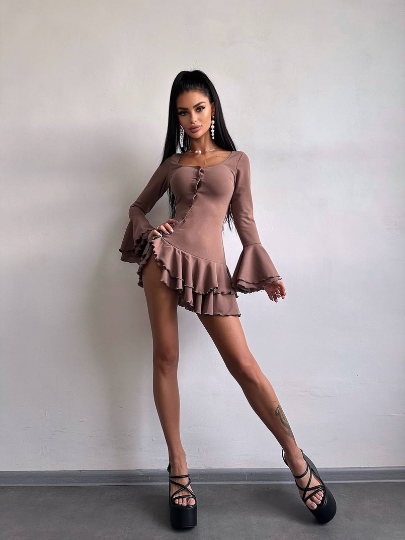 Сукня з з воланами на ґудзиках  Сукня з з воланами на ґудзиках  | PUSHKA SHOP