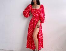 Сукня міді з розрізом на спідниці  | PUSHKA SHOP