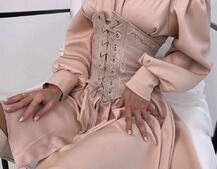 Приталена сорочка на плічках+  мереживний корсет | PUSHKA SHOP