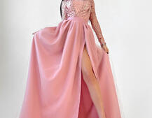 Платье-макси с пышной юбкой и блестящим верхом | PUSHKA SHOP