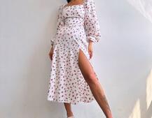 Сукня -міді зі шнурівкою на спинці та розрізом на ніжці | PUSHKA SHOP