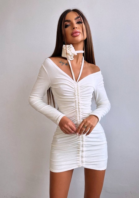 Оксамитова сукня  із зав'язкою на шию з трояндою | PUSHKA SHOP