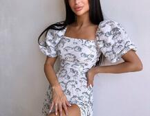 Сукня -міді зі шнурівкою на спинці та розрізом на ніжці з принтом Сукня -міді зі шнурівкою на спинці та розрізом на ніжці з принтом | PUSHKA SHOP