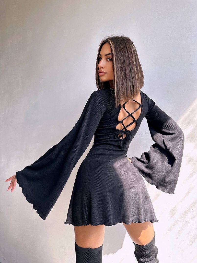 Трикотажна сукня зі шнурівкою на спинці    | PUSHKA SHOP