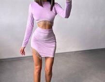 Оксамитовий комплект, декорований бахромою зі страз | PUSHKA SHOP