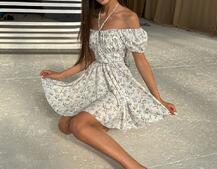 Летнее цветочное платье с завязками на груди  Летнее цветочное платье с завязками на груди  | PUSHKA SHOP