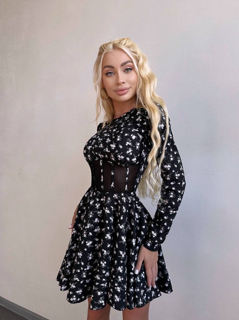 Корсетна сукня з пишною спідницею в квітковий Принт  Корсетна сукня з пишною спідницею в квітковий Принт  | PUSHKA SHOP