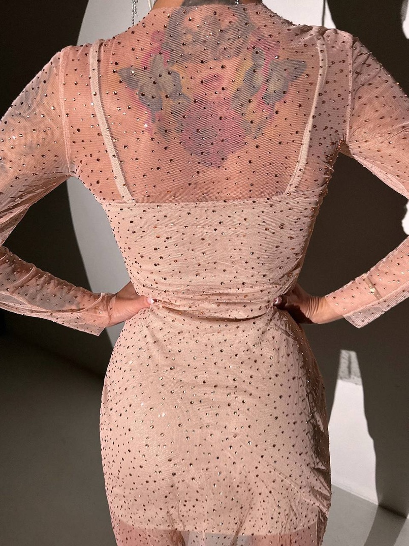 Сукня міні з сяючими стразами | PUSHKA SHOP