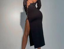 Сукня міді з підплічниками та шнурівкою Розмір вирізу можна регулювати шнурівкою Сукня міді з підплічниками та шнурівкою Розмір вирізу можна регулювати шнурівкою | PUSHKA SHOP