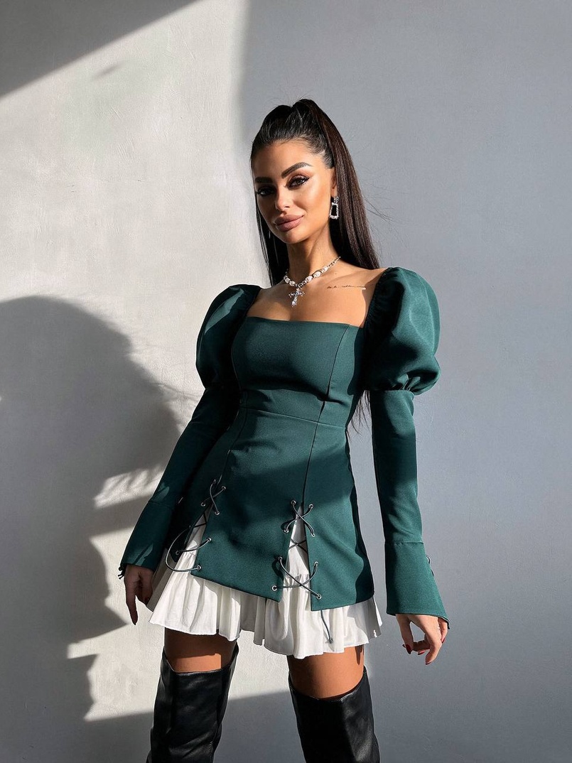 Сукня з об'ємними рукавами + спідниця з воланами Сукня з об'ємними рукавами + спідниця з воланами | PUSHKA SHOP