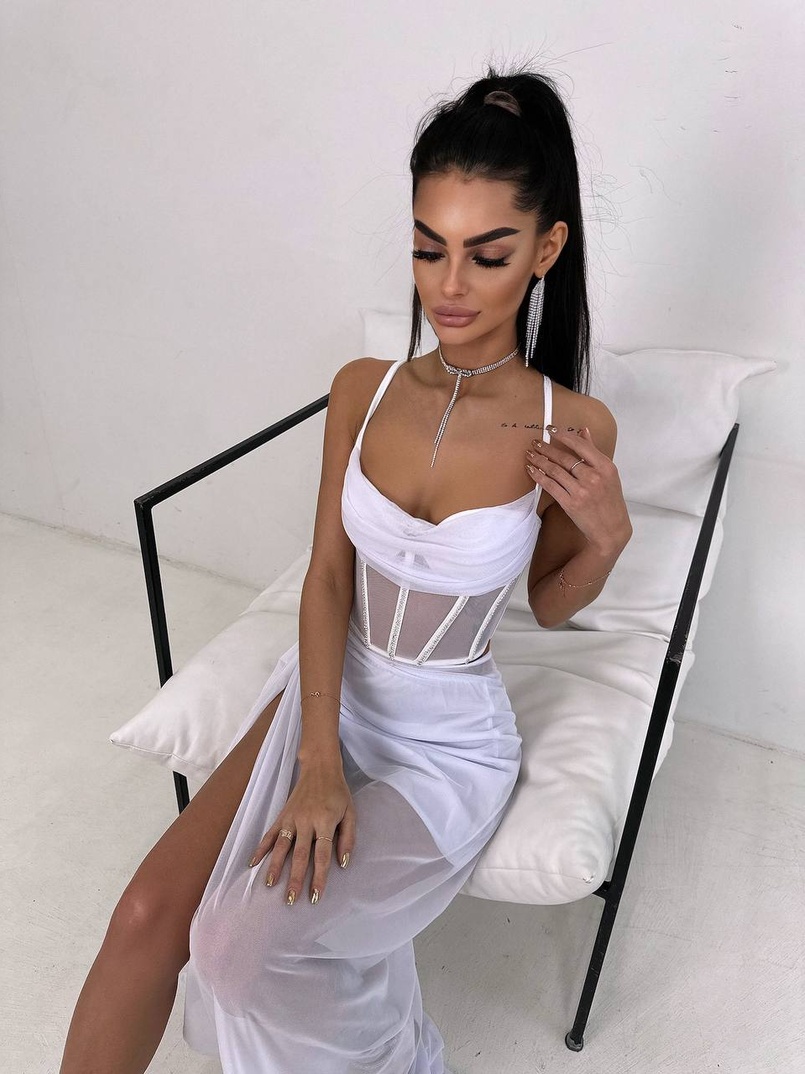 Комплект: корсет декорований стразами + спідниця максі  | PUSHKA SHOP