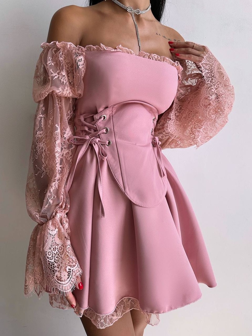 Сукня з корсетом декорована мереживом Сукня з корсетом декорована мереживом | PUSHKA SHOP