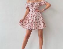 Платье с завязками на груди в цветочный принт | PUSHKA SHOP