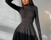 Приталенное трикотажное платье с высоким горлом Приталенное трикотажное платье с высоким горлом | PUSHKA SHOP