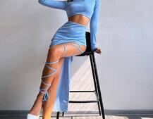 Комплект: топ + спідниця із зав‘язками на ніжку  | PUSHKA SHOP