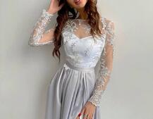 Платье макси с кружевным верхом и разрезом на юбке  | PUSHKA SHOP