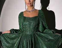 Сяюча корсетна сукня з пишною подвійною спідницею та об‘ємними рукавами | PUSHKA SHOP