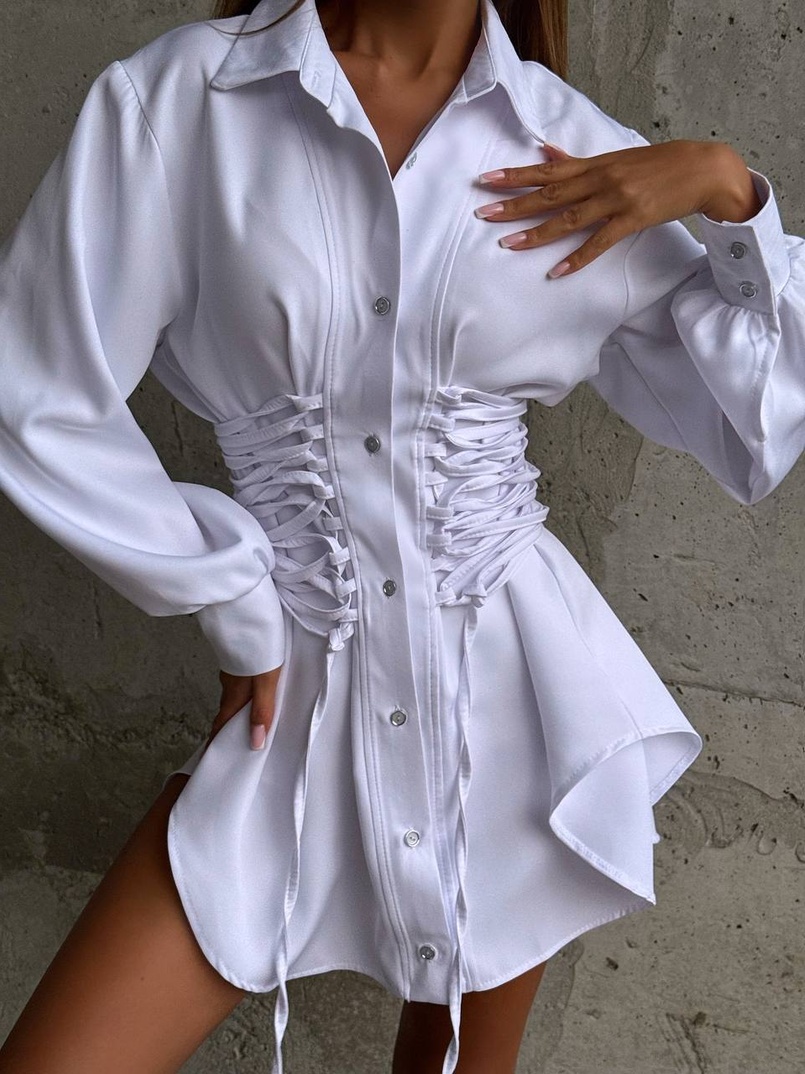 Сукня-сорочка зі шнурівкою | PUSHKA SHOP