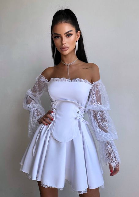 Сукня з корсетом декорована мереживом  Сукня з корсетом декорована мереживом  | PUSHKA SHOP