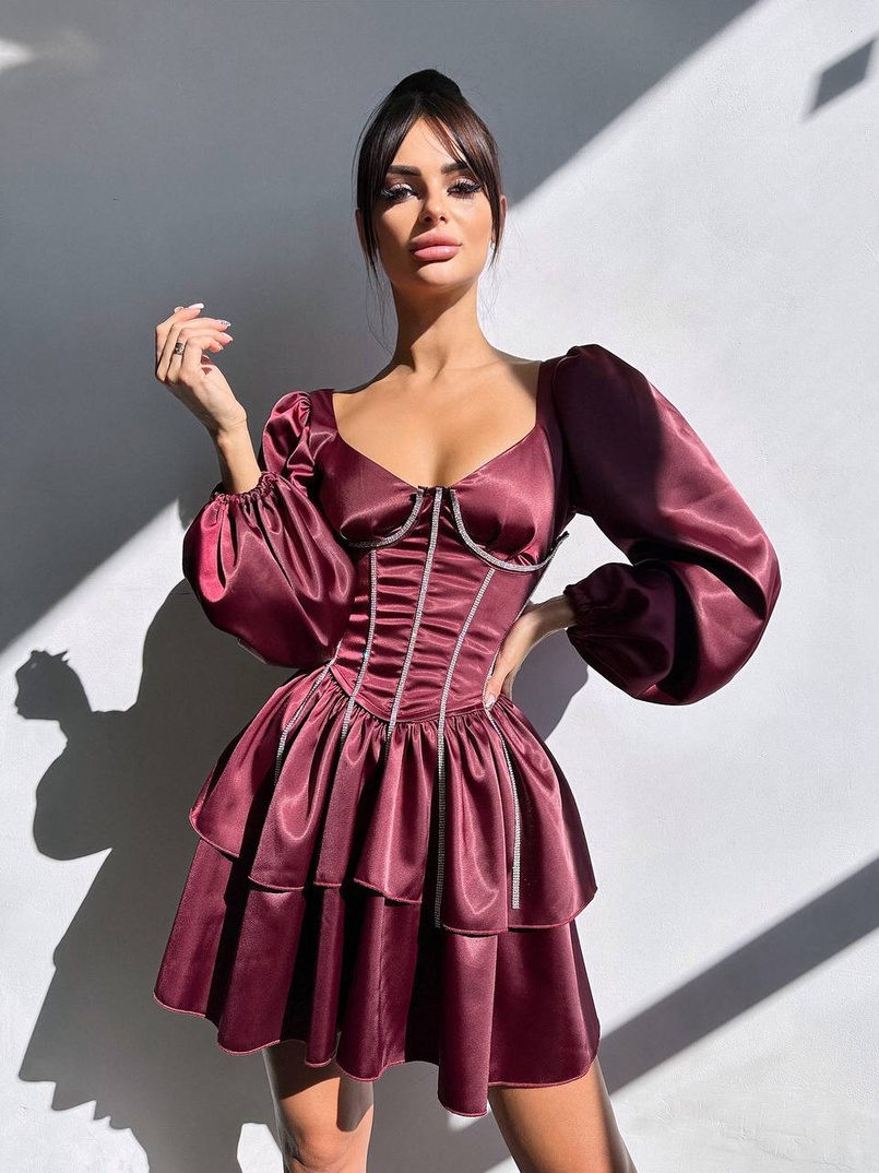 Сукня з корсетом, декорованим стразами  Ручна робота  | PUSHKA SHOP