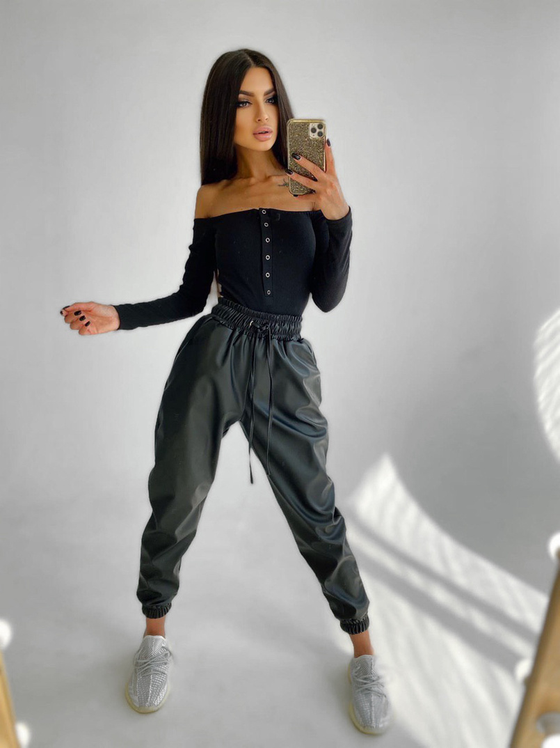 Джоггеры из эко-кожи | PUSHKA SHOP