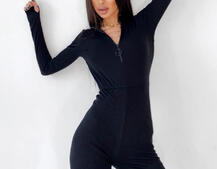 Облегающий ромпер в рубчик на змейке  | PUSHKA SHOP