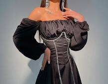 Приталена сукня з шовку  + корсет декорований стразами  Ручна робота  Приталена сукня з шовку  + корсет декорований стразами  Ручна робота  | PUSHKA SHOP