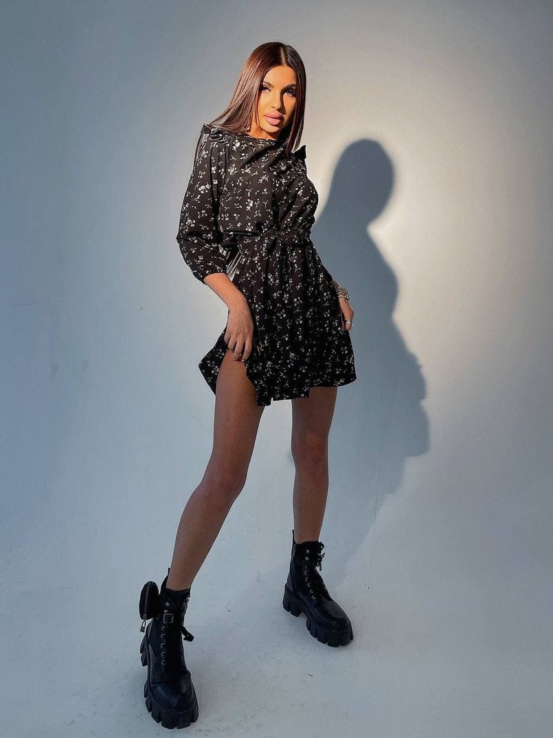 Цветочное платье с оборками   | PUSHKA SHOP