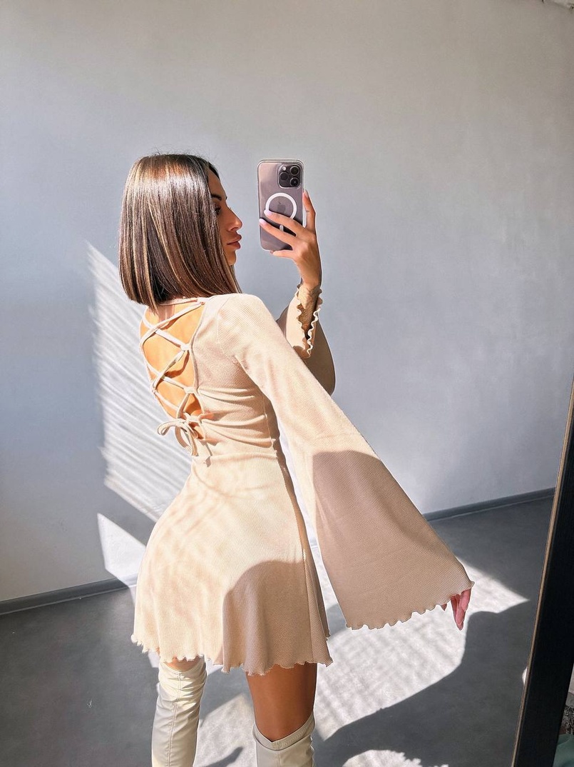 Трикотажна сукня зі шнурівкою на спинці    | PUSHKA SHOP