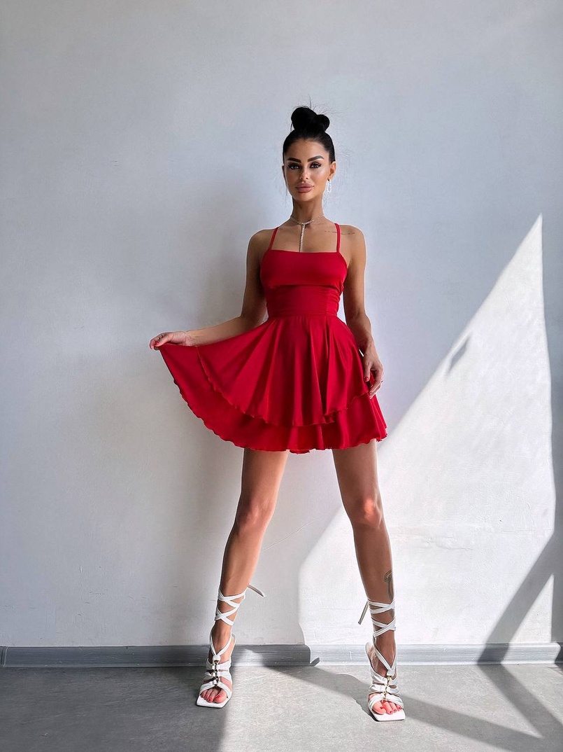 Шовкова сукня  з пишною спідницею та шнурівкою   | PUSHKA SHOP