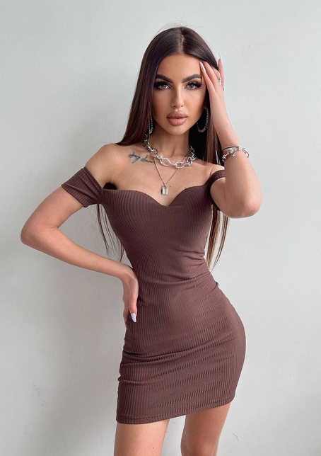 Трикотажное платье мини с чашечками с эффектом push up | PUSHKA SHOP