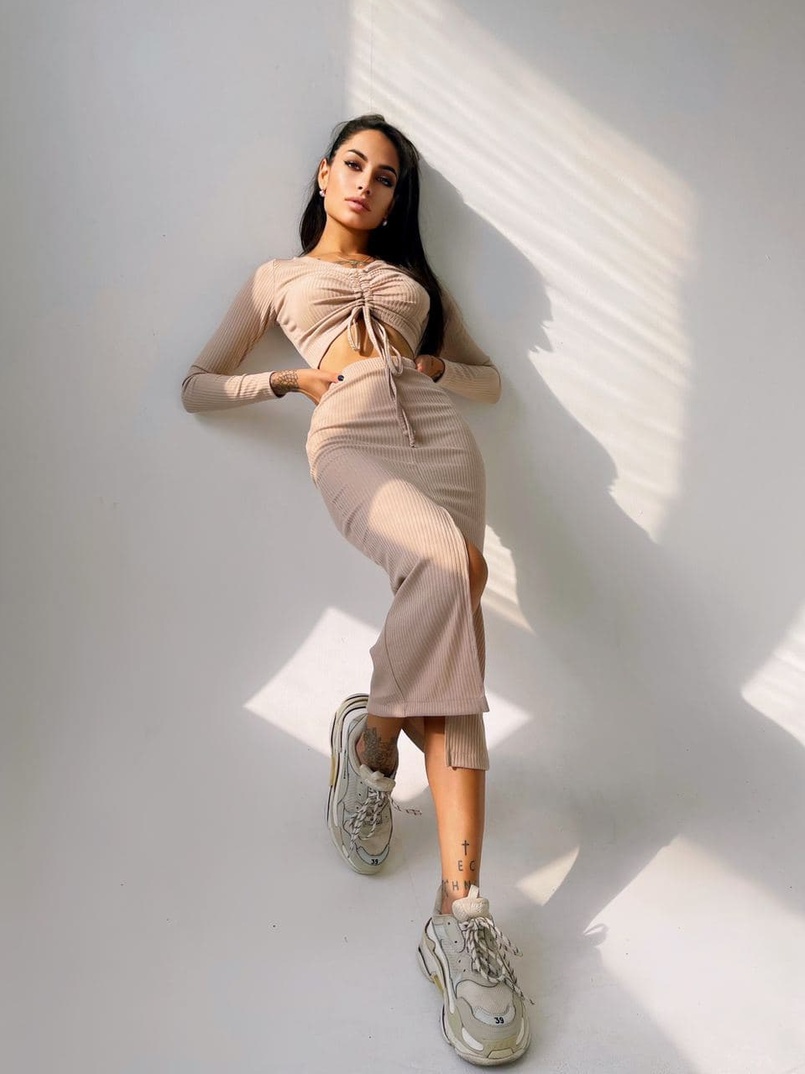 Комплект: топ+ юбка миди с разрезом Комплект: топ+ юбка миди с разрезом | PUSHKA SHOP