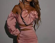 Атласний комплект, бахромою зі стразами Ручна робота, прикраса пришита Атласний комплект, бахромою зі стразами Ручна робота, прикраса пришита | PUSHKA SHOP