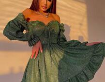 Блискуча сукня з оборками та чашками з ефектом push up Блискуча сукня з оборками та чашками з ефектом push up | PUSHKA SHOP